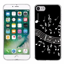 For Apple iPhone 8 Slim-Fit TPU Gel Protector Phone Case - Music Notes / Black
