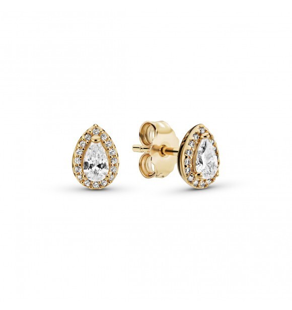 Pandora Gold Shine Drop Stud Earrings With Cubic Zirconia