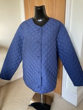 M&S Blue Collarless Quilted Jacket Size 16 BNWOT