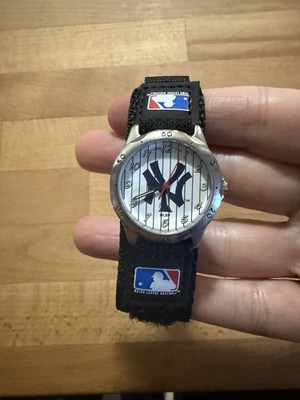 New York Yankees Watch MLB Game Time Analog Quartz Black Nylon Strap