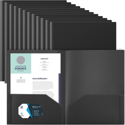 Gueevin 24 Pcs Plastic Folders with Pockets, Back to School Two Pocket Folder Fi