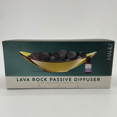 Mahli Lava Rock Passive Diffuser with Lavender Essential Oil Gold Bowl H25 New
