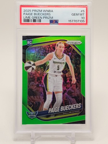 PAIGE BUECKERS 2025-26 PRIZM LIME GREEN ROOKIE RC /225 #5 WINGS PSA 10 Q6821