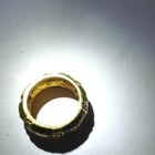 Gold Tone Green Enamel Band Ring w/ Clear Accent Stones, Round, Size 6 — photo 2