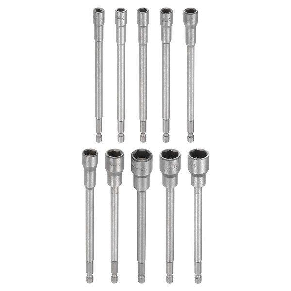 "10 StüCk Nussendreher Bohrersatz 5.5-14Mm 1/4\" Sechskant 6\" Magnet CR-V"-image