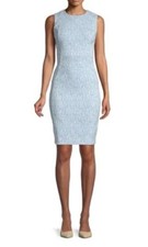 CALVIN KLEIN LIGHT BLUE PRINT STRETCH BODYCON SHEATH SIZE 8