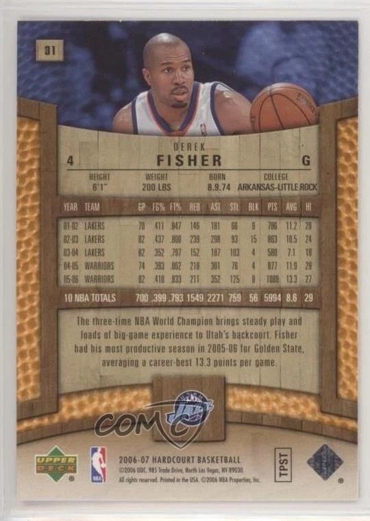 2006-07 Upper Deck Hardcourt Derek Fisher #31 - Image 2 of 2
