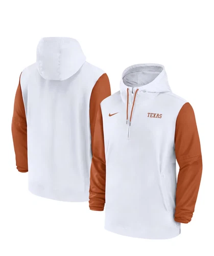 Felpa con cappuccio Nike Texas Longhorns Coaches Player Sideline Medium bianca nuova etichette
