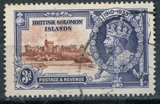 1935 Silver Jubilee British Solomon Islands 3d diagonal line by turret var.