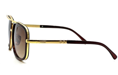 Men Fashion Sunglasses Oversized Square Gold Flat Top Frame Hip Hop Fancy Black - Afbeelding 39 van 76