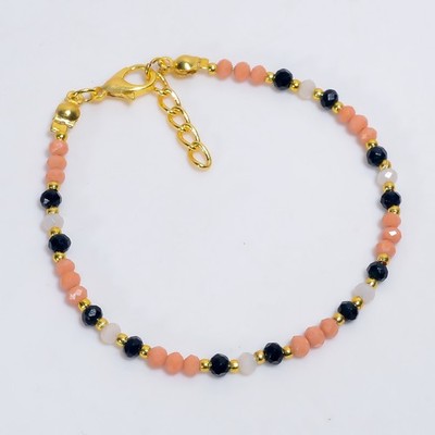 Peach Amazonite & Sapphire Statement Yoga Ethnic Bracelet w584