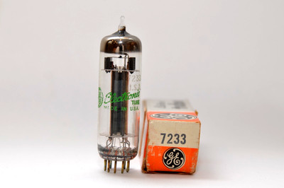 Vintage Audio Power Tube Triode by General Electric type 7233, Gray Plates, NOS