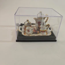 Rooster Coffee Tray Dollhouse Miniature "Reutter" Porzellan