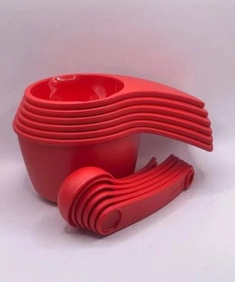 NEW! RED! Tupperware Measuring Cups and Spoons Set Measuring Mates 12 pc Set