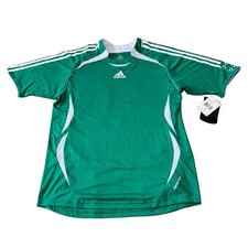 Vintage 90s Adidas Football Soccer Jersey Green White Striped Shirt Size XL