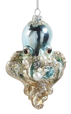 RETIRED Giftcraft Octopus Glass Ornament Pearl Rhinestone Ocean Nautical Beach