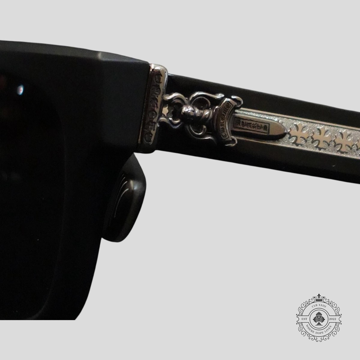 Chrome Hearts Box Officer Sunglasses in Matte Black/Silver | eBay