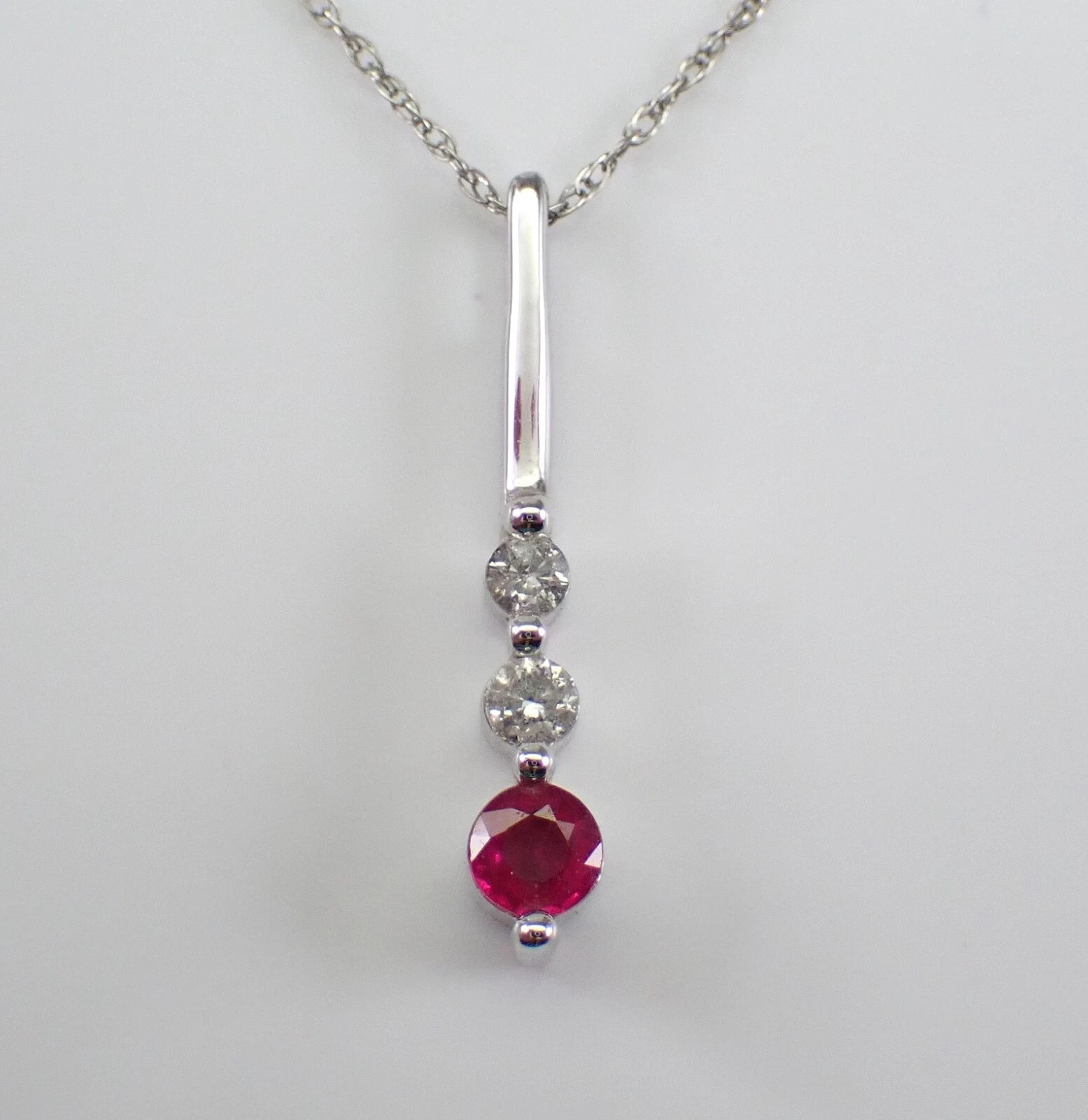 2Ct Round Cut Lab-Created Ruby Three-Stone Pendan… - image 1