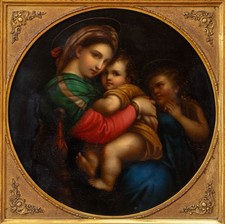 19thC. Tondo Oil on Copper after Italian Old Master Raphael | Antique Gilt Frame