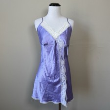 Vintage Victoria  s Secret Angels size Medium Y2K Satin Chemise Slip Dress Lace
