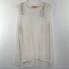 One A Womens Large Pullover Sweater Cold Shoulder Casual Boho Cream