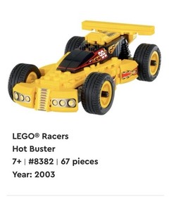 Lego Yellow Hot Buster Race Car 8382 Pull Back Motor