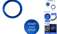 Car Engine Start Stop Push Button Cover, Aluminum Automotive Push Start Blue