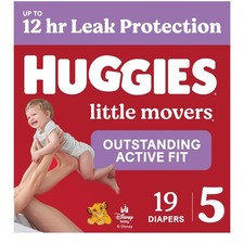 Huggies Little Movers Size 5 Diapers for 27 lbs Baby Size 5 19 Count