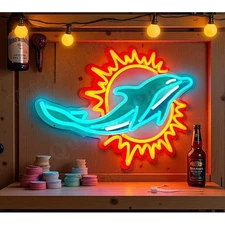 MIAMI DOLPHINS LED Neon Sign For Bar, Porch, Garage, Mancave 16 Inch