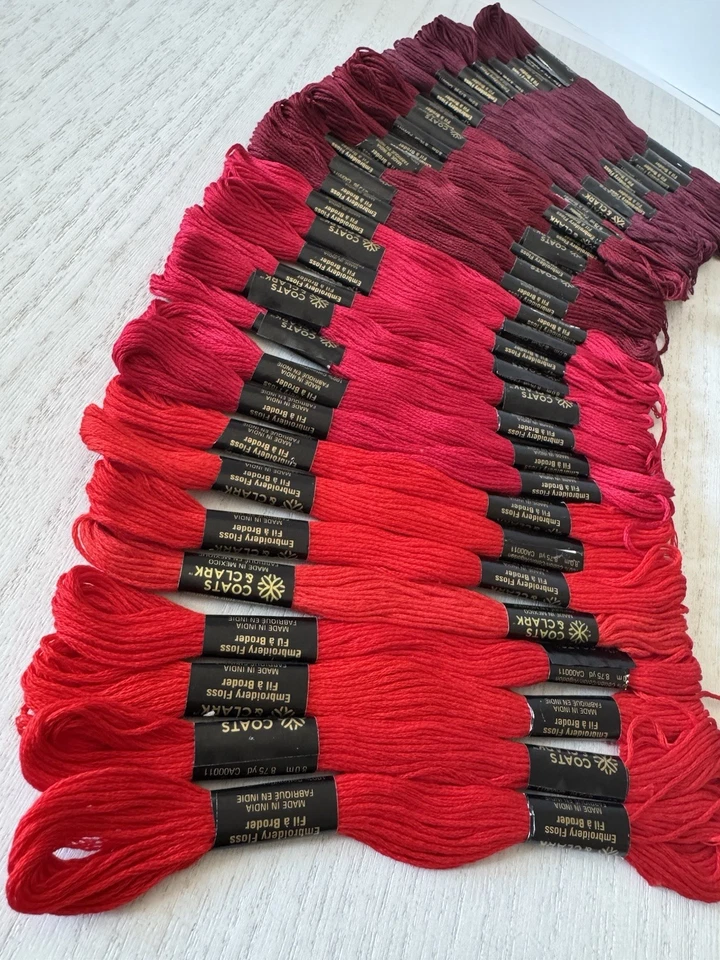 Coats & Clark Embroidery Floss Thread~Lot of 32 Skeins~Solid Red Shades - Image 3 of 4