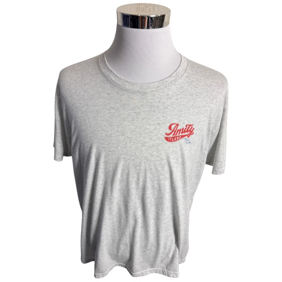 Jaws Amity Island T-Shirt Men's XL Silver Shark Movie Graphic Short Sleeve - Image 4 of 4