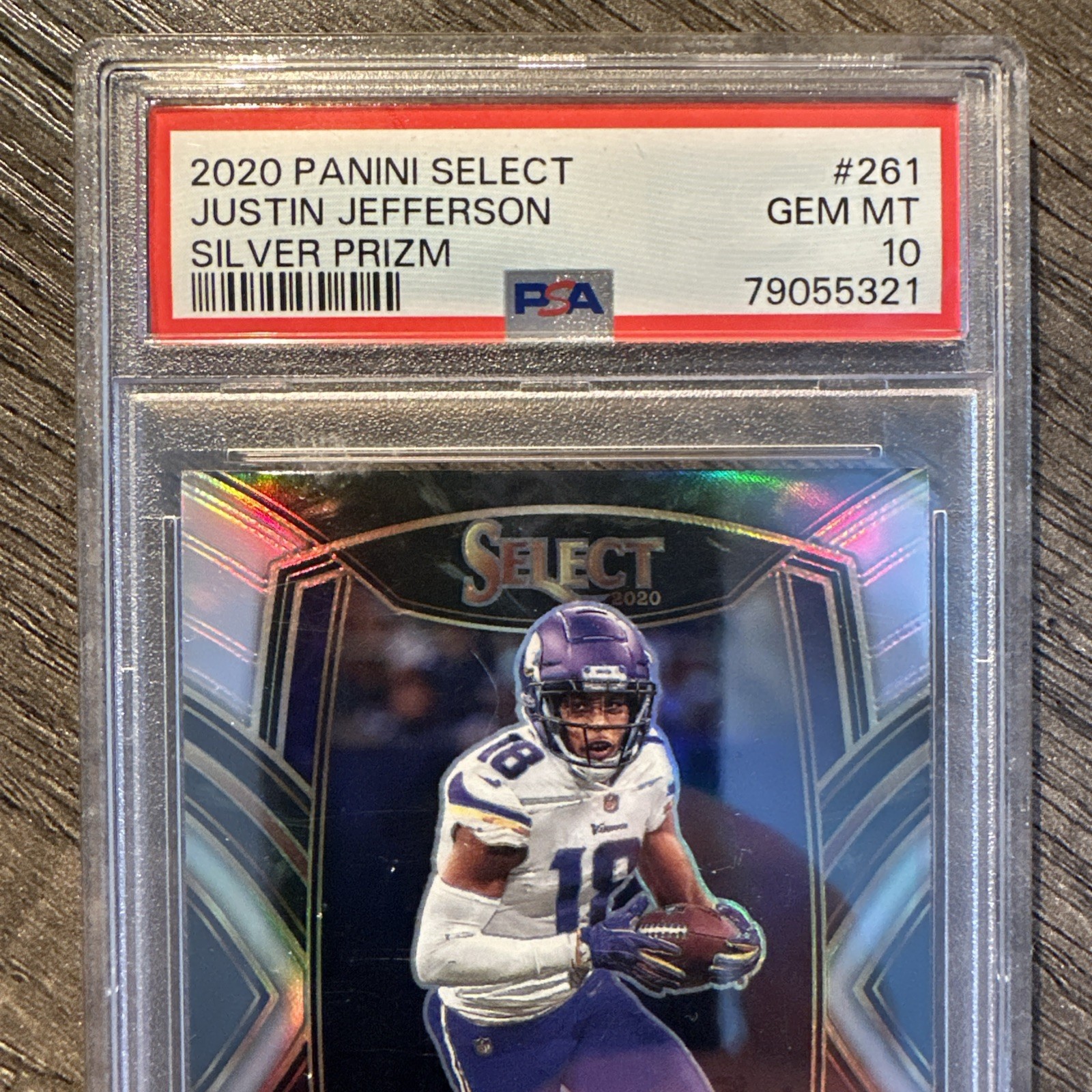 Justin Jefferson 2020 Panini Select #261 Silver Prizm Rookie RC PSA 10 Vikings view 3