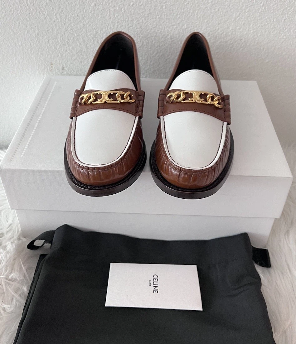 Celine — NIB Celine Women Luco Triomphe Cuir Chain Logo Margaret Malaquais Loafer Flat 37