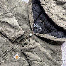 Carhartt Quilted Zip-Up Jacket Youth Size S 7-8 Forrest Green Hooded