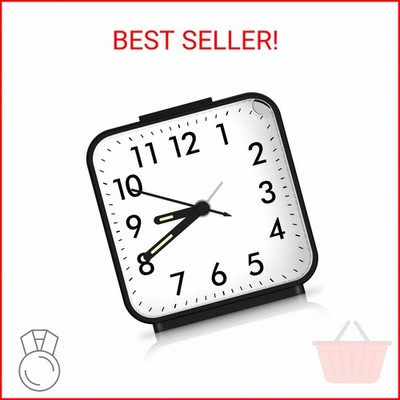 OQIMAX Analog Alarm Clocks, Non Ticking Table Clock with Luminous Hand & Large D