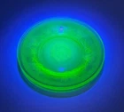 Vtg Federal Green Uranium Glass Set of 4 Bread Plates 5.5"  "Georgian" Lovebirds