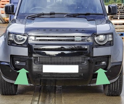 2x Nebelumrandung Kühlergrill Glanz Schwarz für Land Rover Defender L663 Stoßstange vorne 
