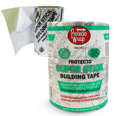 Heavy-Duty Super Stick Flashing Tape 6''x75' - Waterproof Air & Vapor Barrier