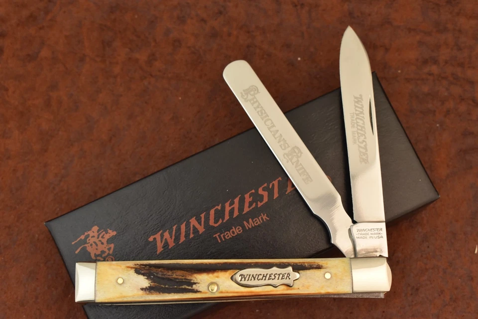 CUCHILLO MÉDICO CIERVO GENUINO WINCHESTER HECHO EN EE. UU. BONITO 2003 (27667) Foto 2 de 4