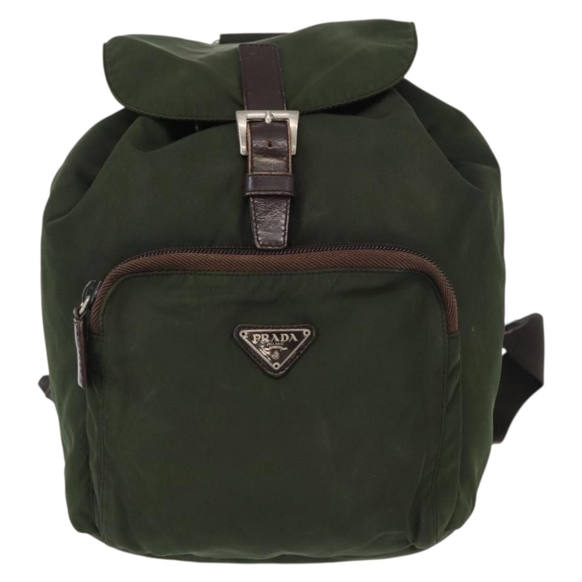 Prada Front Pocket Backpack Tessuto Khaki Nylon Backpack Bag (Pre-Owned)