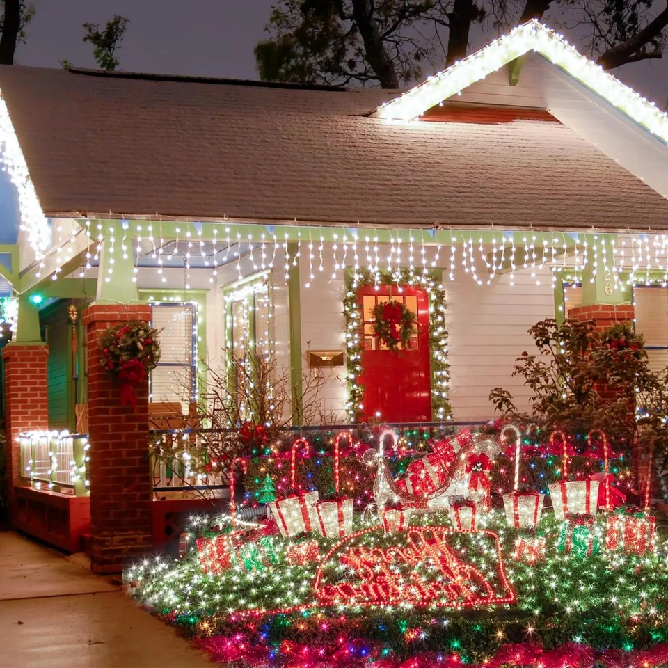 3.5/7.5M Curtain Icicle Lights Wedding Party LED Fairy Christmas Indoor Outdoor - Image 2 of 4