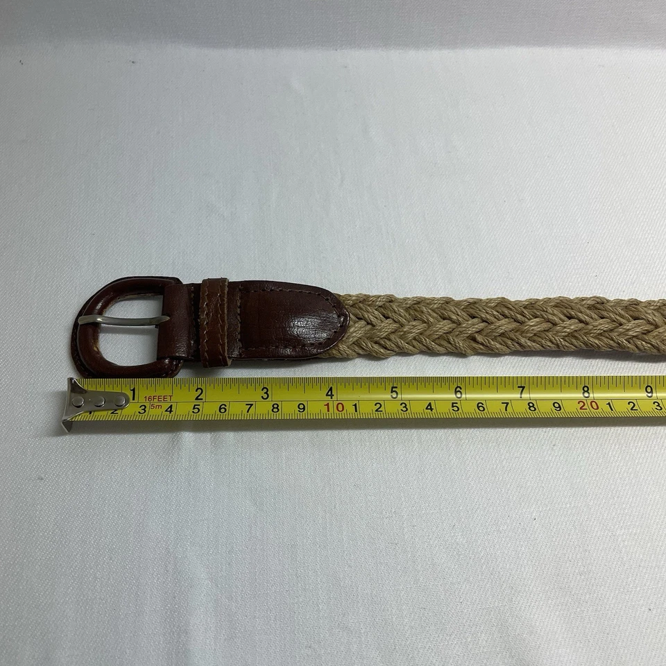 Cinturón trenzado de yute tostado Ann Taylor Loft para mujer 8055 talla pequeña hebilla de cuero Foto 4 de 4