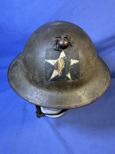 RARE ORIGINAL WW1 USMC 5th MARINES HQ CAMO HELMET w LINER-US MARINES