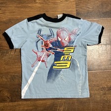 Vintage Spider-Man 3 Movie Promo T Shirt Y2K Kids Youth Size 6 Puff Print Blue