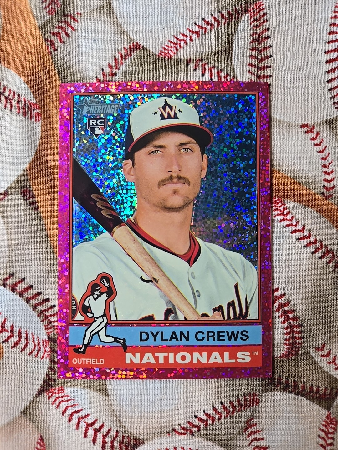 2025 Topps Heritage Dylan Crews #247 Chrome Pink Sparkle Refractor (RC)