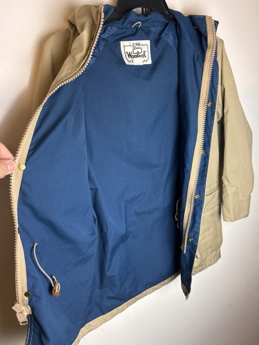 VTG Woolrich Jacket Women Small Hooded Full zip Snap Pockets USA Made Tan - Picture 3 of 7