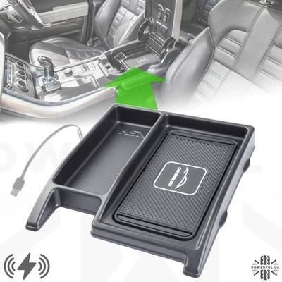 Bandeja de carga de teléfono inalámbrico para Range Rover Sport L494 almacenamiento en tablero USB rápido QI - Imagen 1 de 4