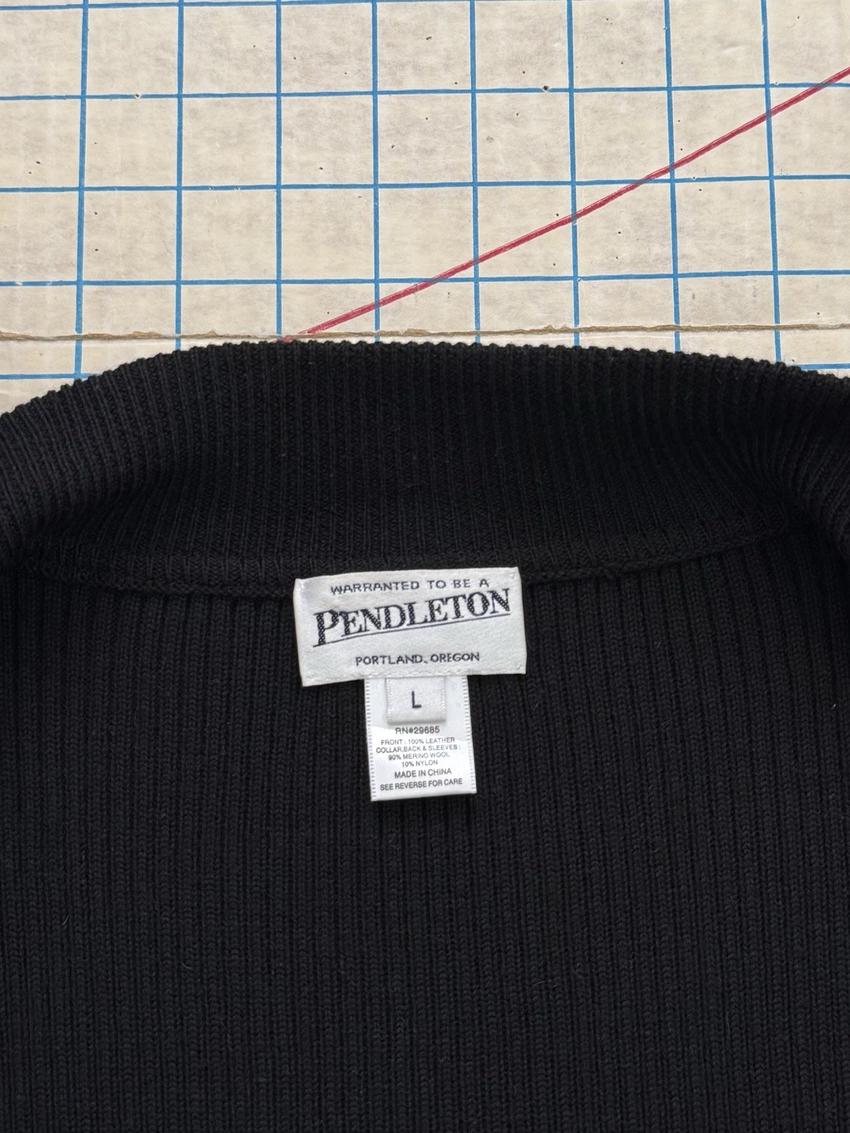 Pendleton Full Zip Leather Jacket With Wool Sleev… - image 6