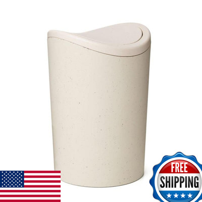 Superio Small Bathroom Trash Can Lid Modern White Mini Waste Bin Swing Lid 1