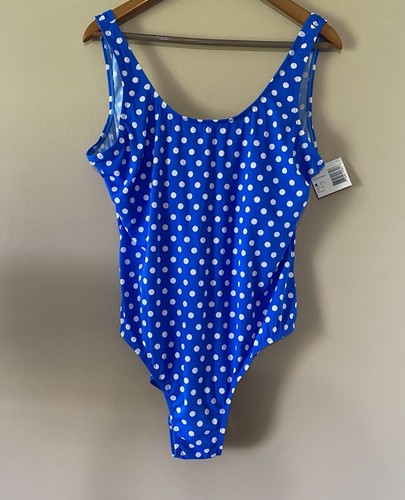 Islander Women’s One Piece Blue And White Polka Dot Bathing Suit- Size 18